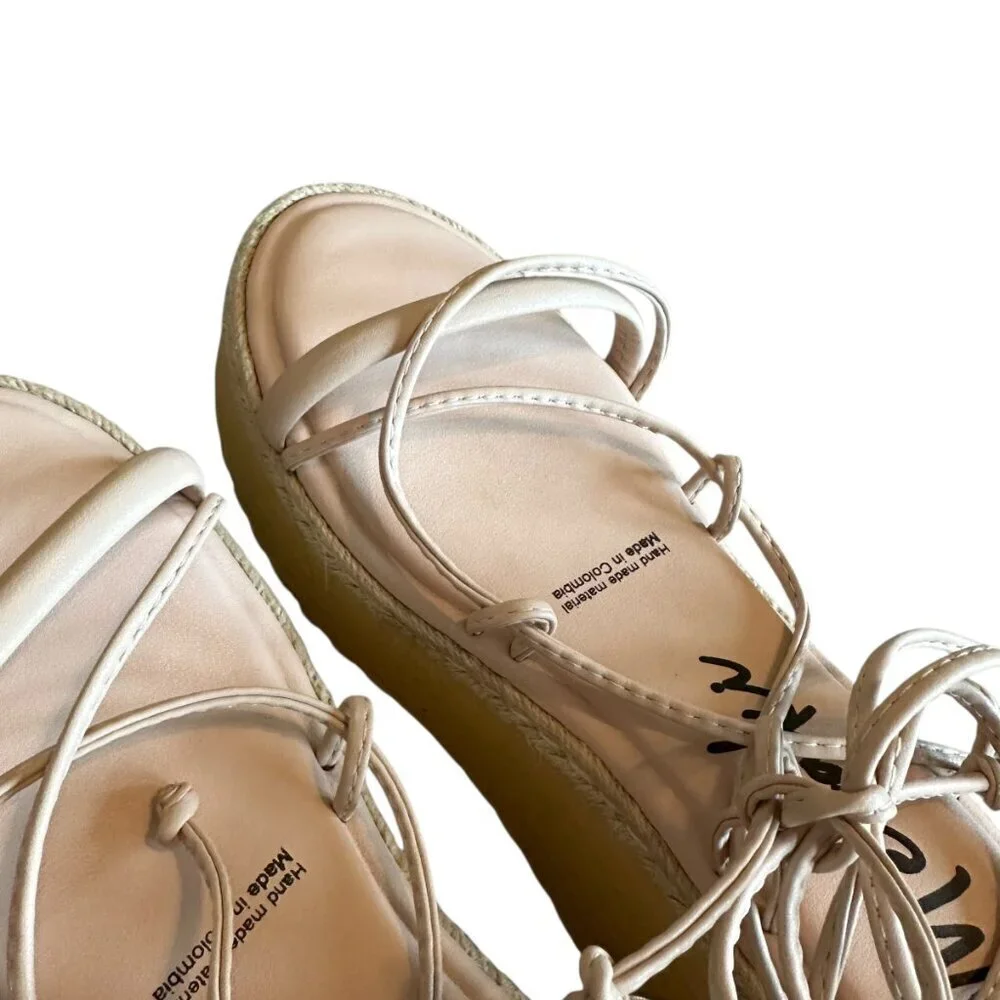 Meraki Misty Lace-Up Platform Sandals Strappy Light Pink High Heel Size 8 Womens